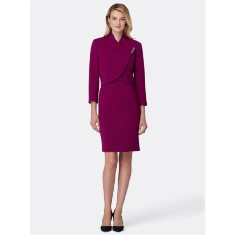 Tahari Arthur S. Levine Womens 2 Pc Magenta Suit Dress Size 18